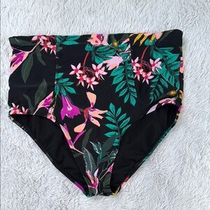 Old Navy Floral High-Waisted Bikini Bottom - Black, Pink, Green